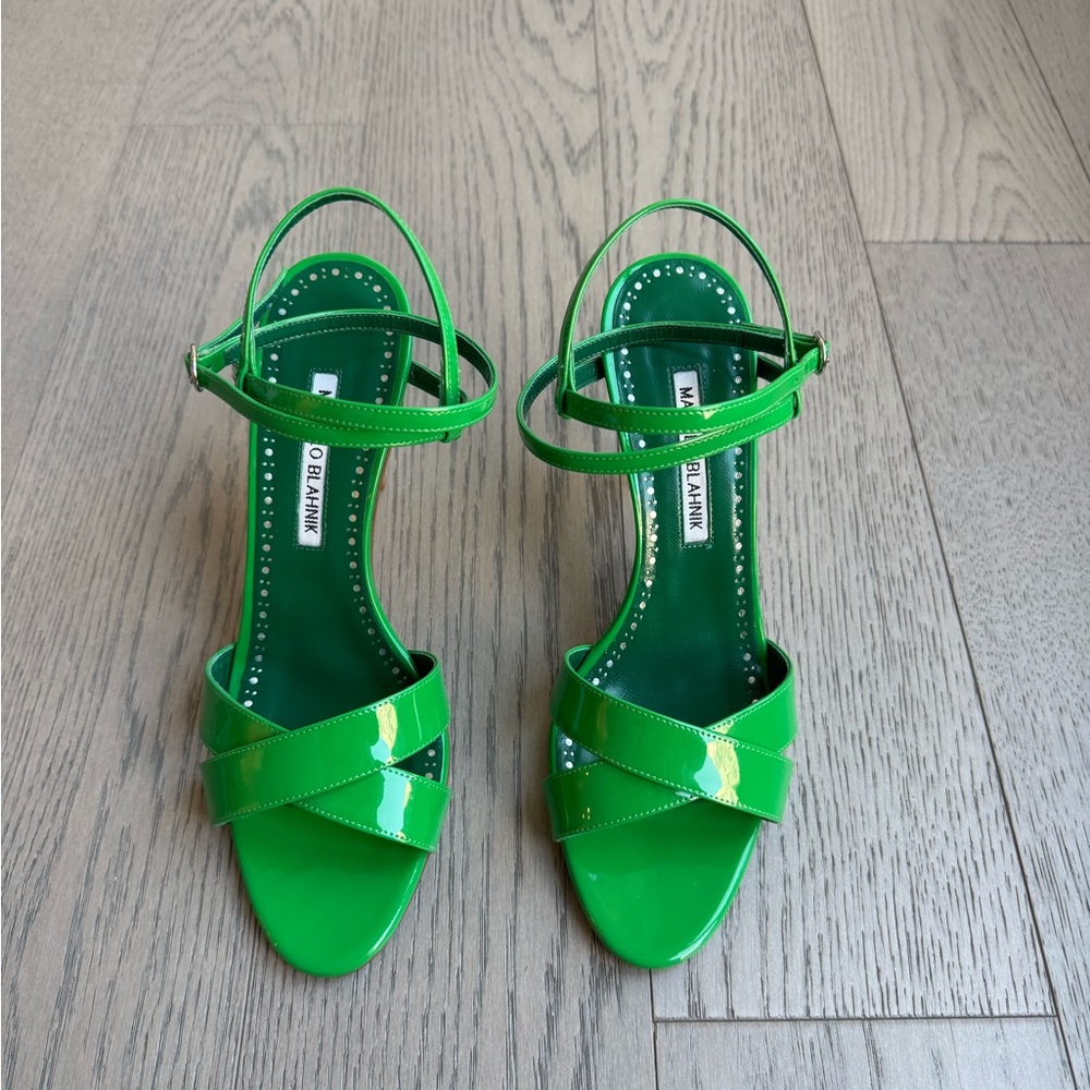 Manolo Blahnik Vibrant Green Patent Heels
